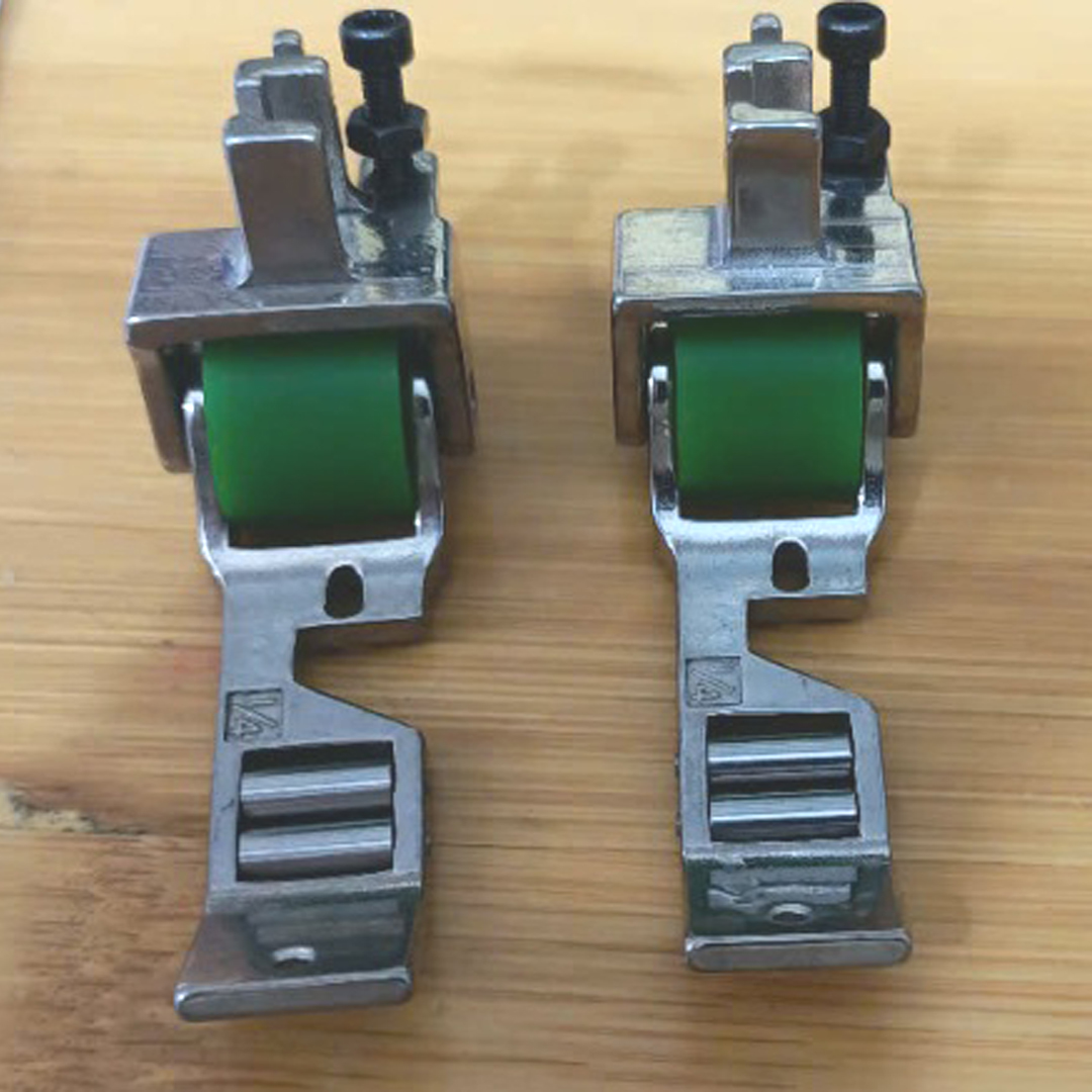 Chân vịt máy 1 kim xén bọc viền bánh xe nhựa trơn