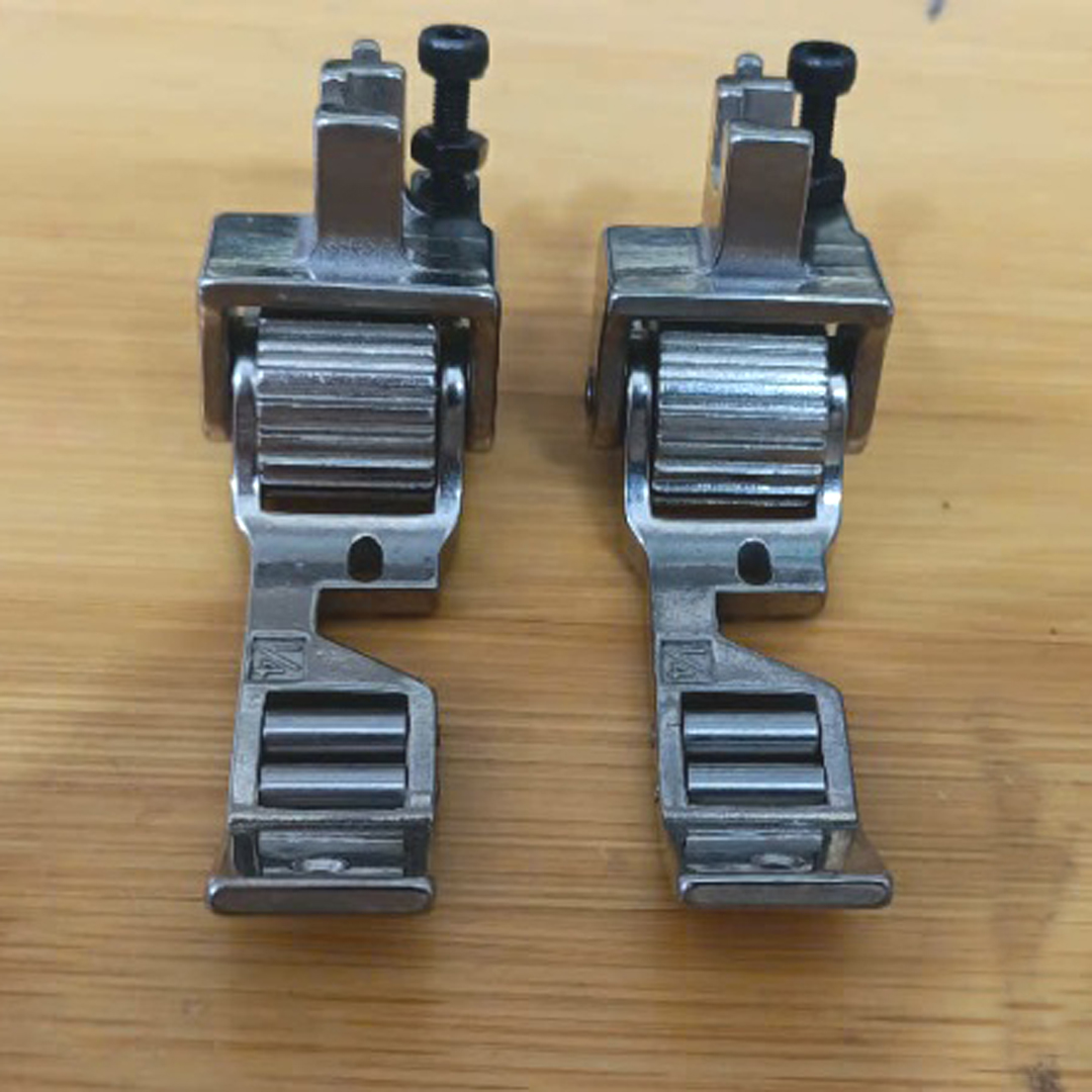 Chân vịt máy 1 kim xén bọc viền bánh xe sắt răng thưa