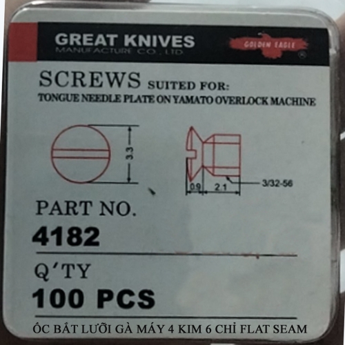 Ốc bắt lưỡi gà máy 4 kim 6 chỉ Flat seam 4182